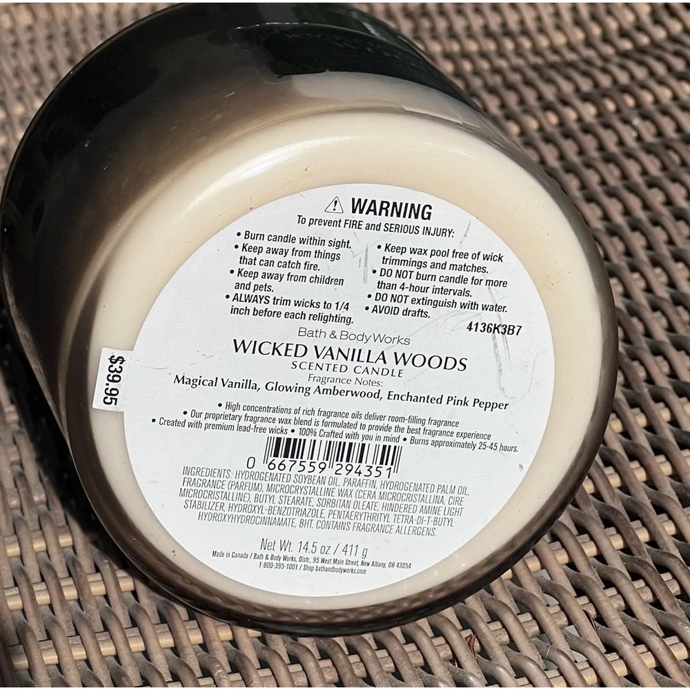 Bath & Body Works Candle Wicked Vanilla Woods Snake Lid 3 Wick 14.5 oz Halloween